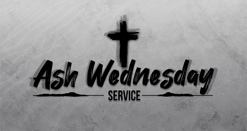 Ash Wednesday Service with cross above words.